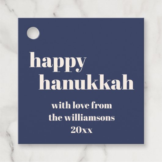 Gelukkig Chanoeka Modern Navy Blue gepersonaliseer Bedankjes Labels (Voorkant)