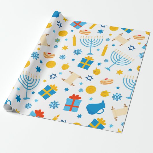 Gelukkig Chanoeka Patterned Cadeaupapier (Uitgerold)