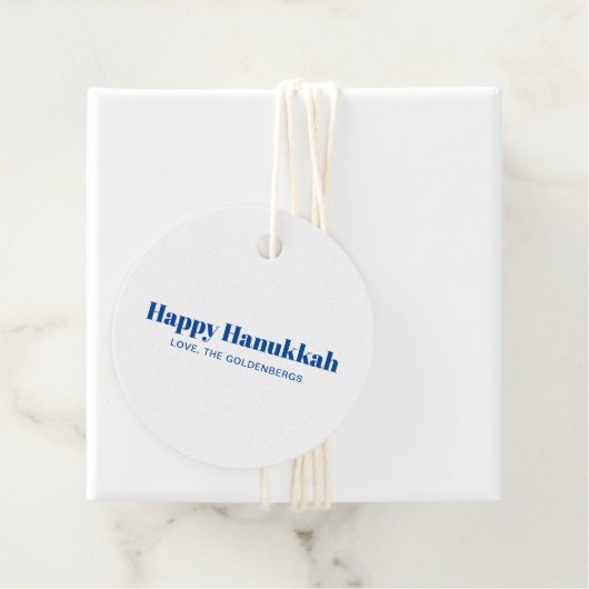 Gelukkig Chanoeka wit blauw minimalistisch geperso Bedankjes Labels (In situ)