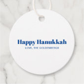 Gelukkig Chanoeka wit blauw minimalistisch geperso Bedankjes Labels (Voorkant)