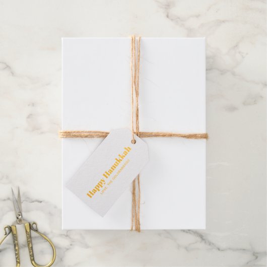 Gelukkig Chanoeka wit blauw minimalistisch geperso Cadeaulabels (Met Koord)