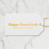 Gelukkig Chanoeka wit blauw minimalistisch geperso Cadeaulabels (Voorkant (horizontaal))