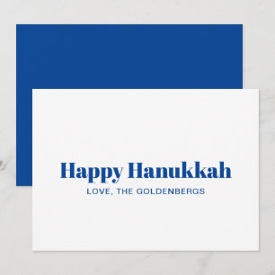 Gelukkig Chanoeka wit blauw minimalistisch geperso Feestdagenkaart