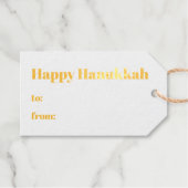 Gelukkig Chanoeka wit blauw minimalistisch goud Cadeaulabels (Voorkant (horizontaal))