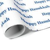 Gelukkig Chanoeka wit en blauw patroon modern Cadeaupapier (Rol Hoek)