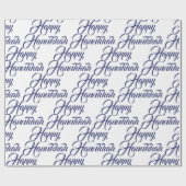 Gelukkig Chanoeka wit en marineblauw elegant scrip Cadeaupapier (Vlak)