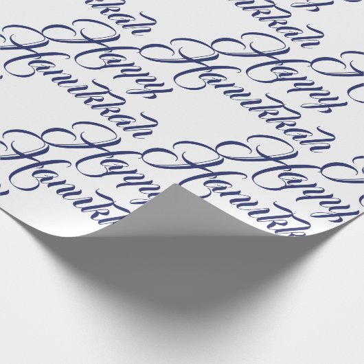 Gelukkig Chanoeka wit en marineblauw elegant scrip Cadeaupapier (Hoek)