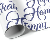 Gelukkig Chanoeka wit en marineblauw elegant scrip Cadeaupapier (Rol Hoek)