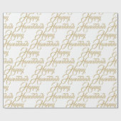 Gelukkig Chanoeka wit goud modern elegant script Cadeaupapier (Vlak)