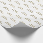 Gelukkig Chanoeka wit goud schattig typografie pat Cadeaupapier (Hoek)