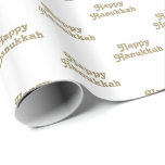 Gelukkig Chanoeka wit goud schattig typografie pat Cadeaupapier<br><div class="desc">Gelukkig Chanoeka wit goud schattig typografie patroon Wrapping Paper. Faux goud typografie patroon op witte achtergrond. Dit inpakpapier is geweldig voor Chanoeka,  Chanoeka,  bar mitswa,  bat mitswa,  Shabbat en joodse Feestdagen.</div>