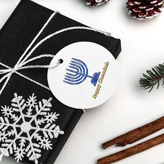 Gelukkig Chanukka Menora Bedankjes Labels