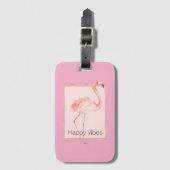 Gelukkig Chic Roze Flamingo Bagagelabel (Voorkant (verticaal))