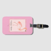 Gelukkig Chic Roze Flamingo Bagagelabel (Voorkant (horizontaal))