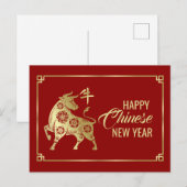 Gelukkig Chinees Jaar van de Ox 2021 Feestdagenkaart (Voorkant / Achterkant)