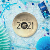 Gelukkig Chinees Metaal Ox Nieuwjaar 2021 PP Papieren Bordje (Feest)