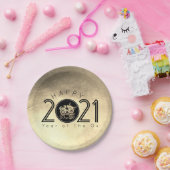 Gelukkig Chinees Metaal Ox Nieuwjaar 2021 PP Papieren Bordje (Feest)