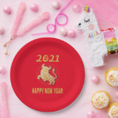 Gelukkig Chinees nieuwjaar 2021 Papieren Bordje (Feest)