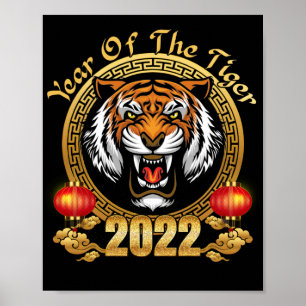 Gelukkig Chinees nieuwjaar 2022 Jaar van de Tijger Poster