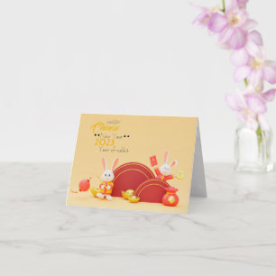 Gelukkig Chinees nieuwjaar 2023 konijn gevouwen ka Kaart