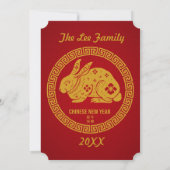 Gelukkig Chinees nieuwjaar 2023 Rabbit Red Gold Kaart (Achterkant)