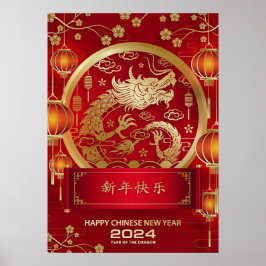 Gelukkig Chinees Nieuwjaar 2024 Maanjaar 2024 Poster