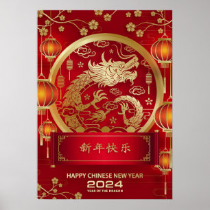 Gelukkig Chinees Nieuwjaar 2024 Maanjaar 2024 Poster
