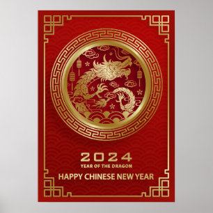 Gelukkig Chinees Nieuwjaar 2024 Maanjaar 2024 Poster