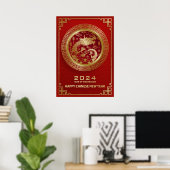 Gelukkig Chinees Nieuwjaar 2024 Maanjaar 2024 Poster (Thuiskantoor)