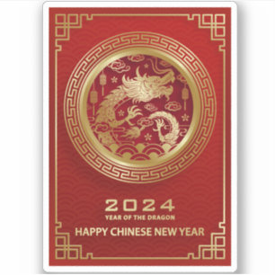 Gelukkig Chinees Nieuwjaar 2024 Maanjaar 2024 Sticker