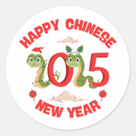 Gelukkig Chinees Nieuwjaar 2025 Jaar van de Slang Ronde Sticker