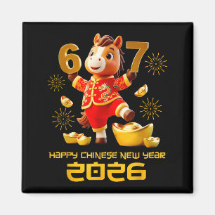 Gelukkig Chinees Nieuwjaar 2026 Grappig Paard 6 7 Magneet