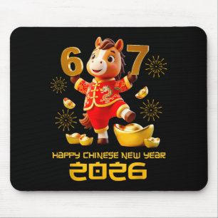 Gelukkig Chinees Nieuwjaar 2026 Grappig Paard 6 7  Muismat