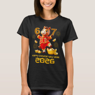 Gelukkig Chinees Nieuwjaar 2026 Grappig Paard 6 7 T-shirt