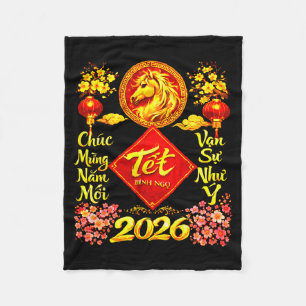 Gelukkig Chinees Nieuwjaar 2026 Jaar Van Het Paard Fleece Deken