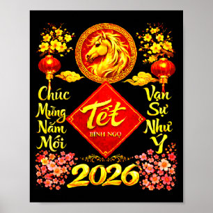 Gelukkig Chinees Nieuwjaar 2026 Jaar van het Paard Poster