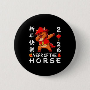 Gelukkig Chinees Nieuwjaar 2026 Jaar Van Het Paard Ronde Button 5,7 Cm