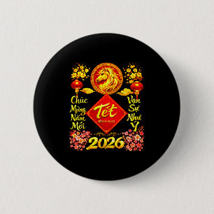 Gelukkig Chinees Nieuwjaar 2026 Jaar Van Het Paard Ronde Button 5,7 Cm