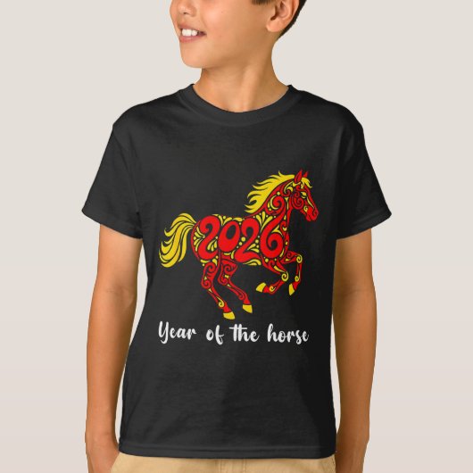 Gelukkig Chinees Nieuwjaar 2026 Jaar Van Het Paard T-shirt (Voorkant)
