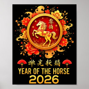 Gelukkig Chinees Nieuwjaar 2026 Maanjaar van het p Poster