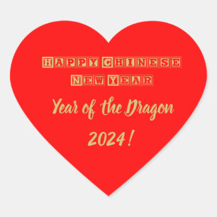 Gelukkig Chinees nieuwjaar Hart Sticker