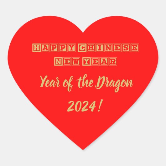 Gelukkig Chinees nieuwjaar Hart Sticker (Voorkant)