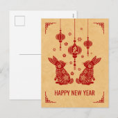 Gelukkig Chinees nieuwjaar konijn 2023 Feestdagenkaart (Voorkant / Achterkant)