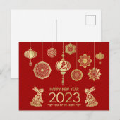 Gelukkig Chinees nieuwjaar konijn 2023 Feestdagenkaart (Voorkant / Achterkant)