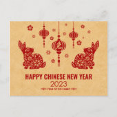 Gelukkig Chinees nieuwjaar konijn 2023 Feestdagenkaart (Voorkant)