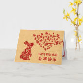 Gelukkig Chinees nieuwjaar konijn 2023 Kaart (Gele Bloem)