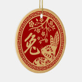 Gelukkig Chinees nieuwjaar konijn 2023 Keramisch Ornament (Rechts)
