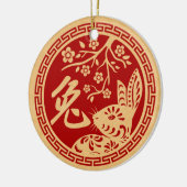 Gelukkig Chinees nieuwjaar konijn 2023 Keramisch Ornament (Links)