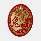 Gelukkig Chinees nieuwjaar konijn 2023 Keramisch Ornament (Rechts)