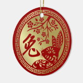 Gelukkig Chinees nieuwjaar konijn 2023 Keramisch Ornament (Links)